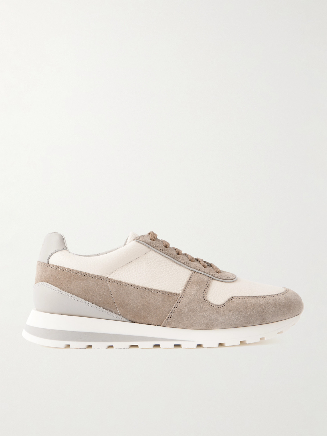 Brunello Cucinelli Olimpo Suede-Trimmed Full-Grain Leather Sneakers - Men