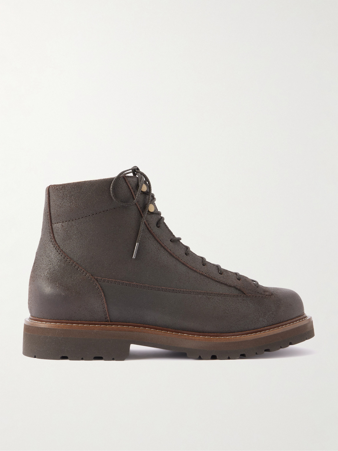 Brunello Cucinelli Waxed-Suede Hiking Boots - Men