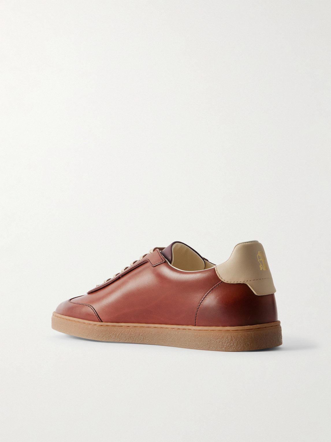 Brunello Cucinelli Coda Di Rondine Leather Sneakers In Brown