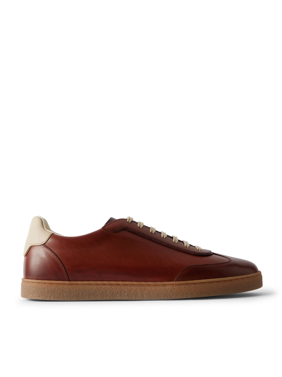 Brunello Cucinelli Coda Di Rondine Leather Sneakers In Brown