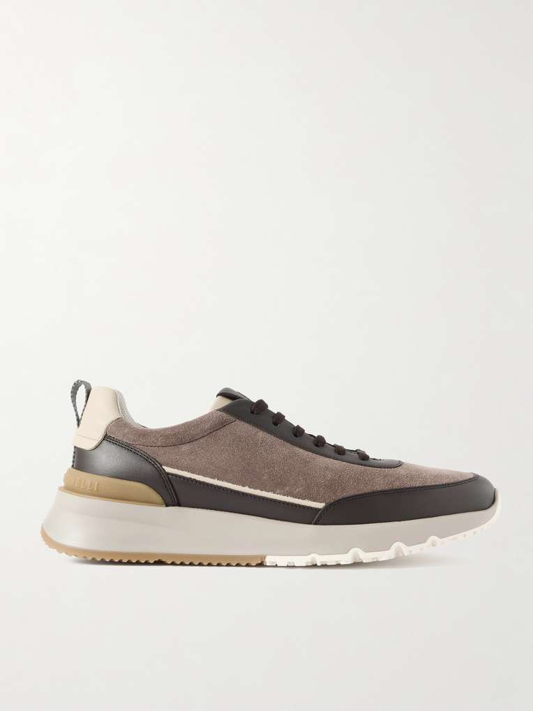 Brunello Cucinelli — Leather-Trimmed Suede Sneakers