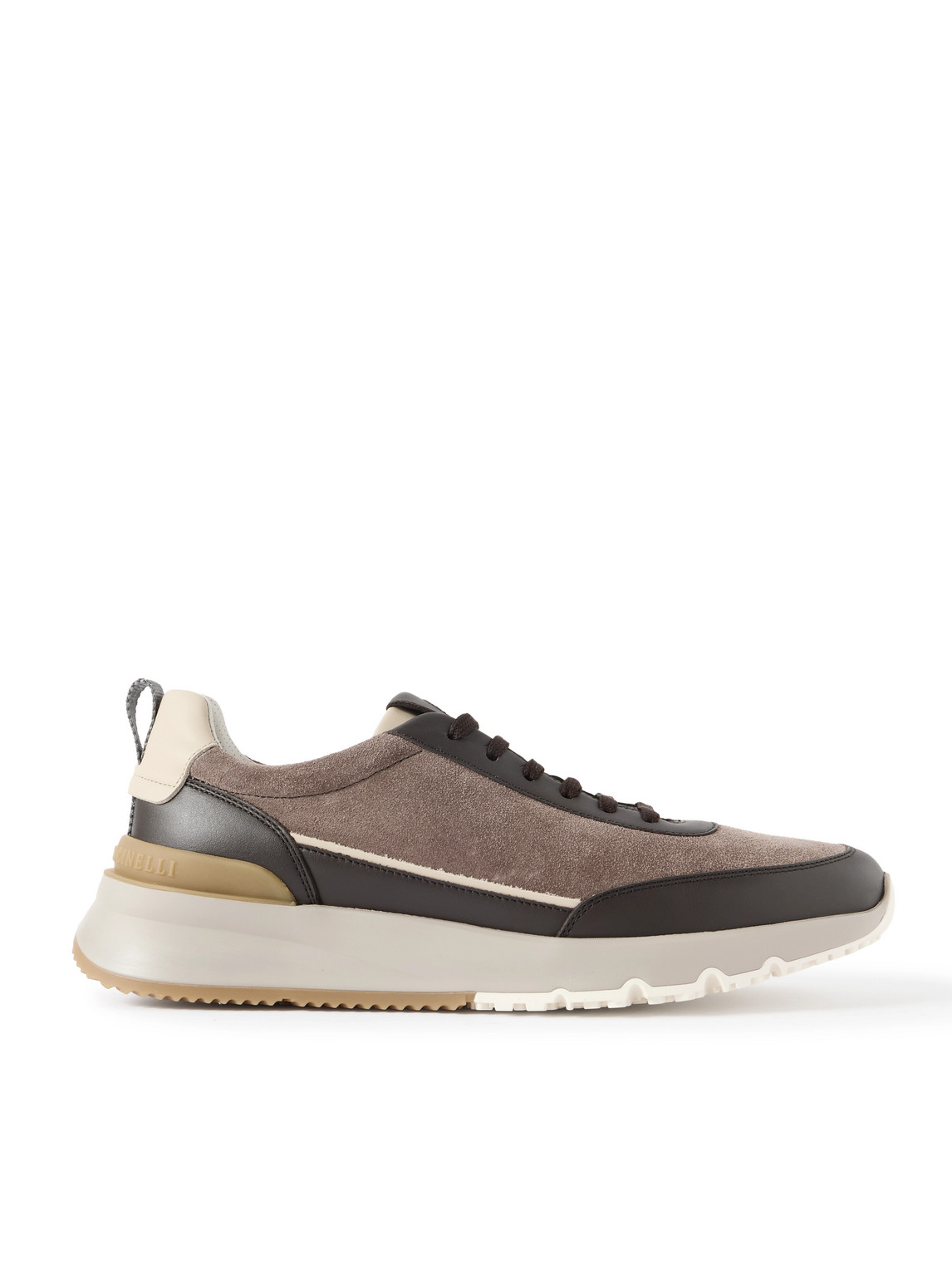 Brunello Cucinelli Leather-suede Runner 2.0 Sneakers In Brown