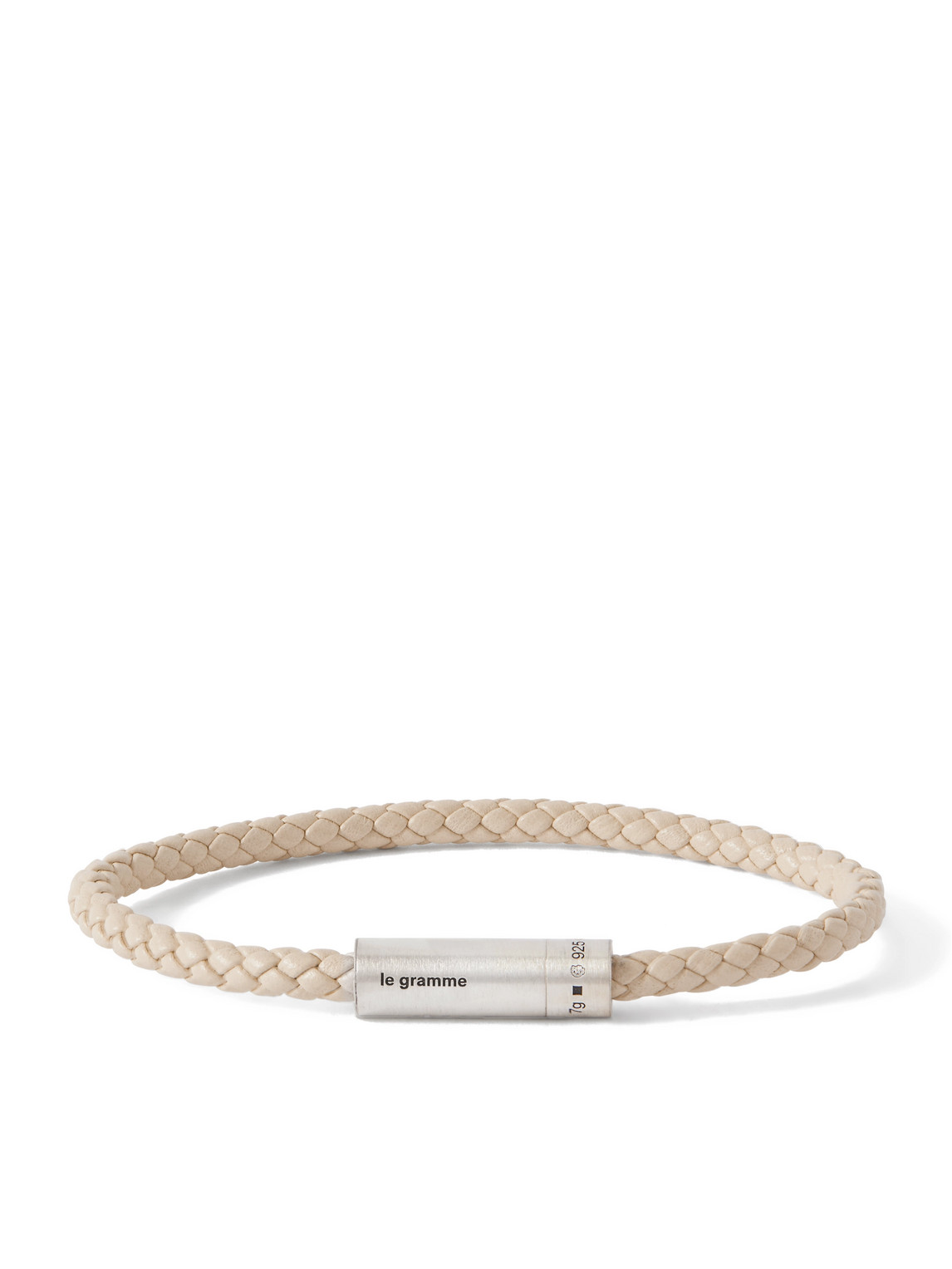 Le Gramme 7g Sterling Silver Woven Leather Bracelet In Neutral