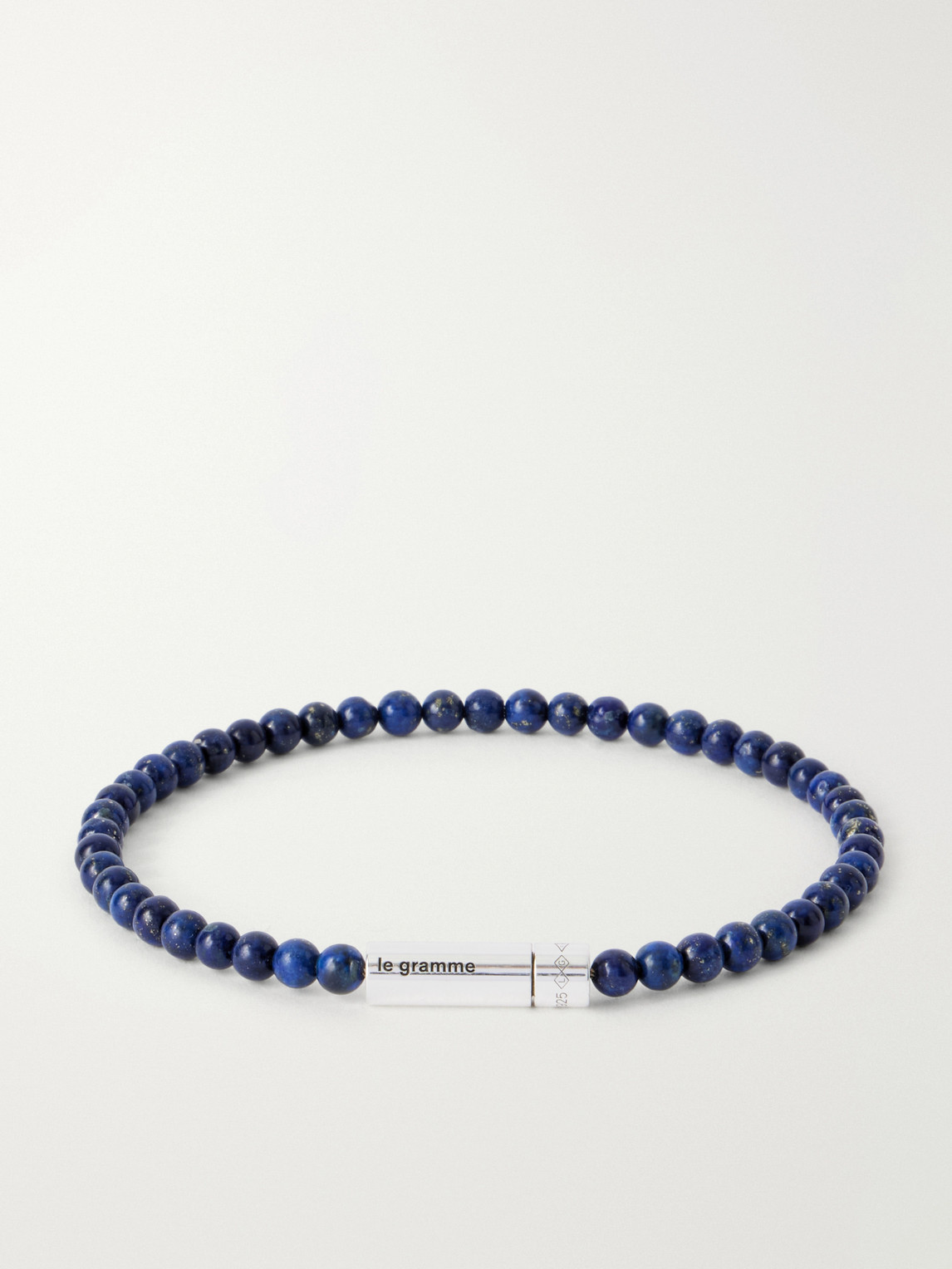 LE GRAMME 11g Sterling Silver Lapis Lazuli Beaded Bracelet - Men