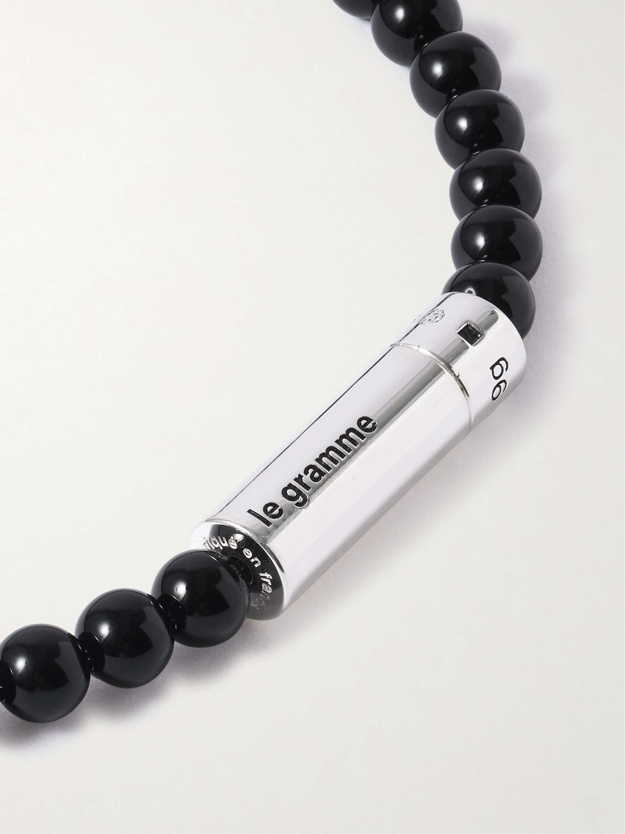 LE GRAMME 11g Sterling Silver and Onyx Beaded Bracelet for Men