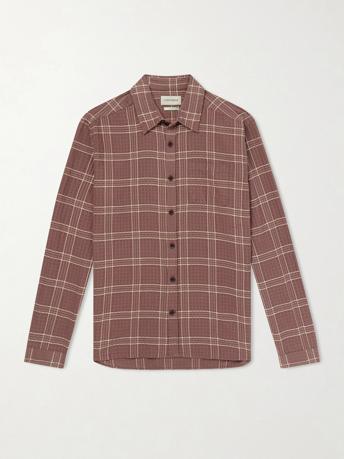 Oliver Spencer New York Special Connell Checked Organic Cotton Shirt In Brown