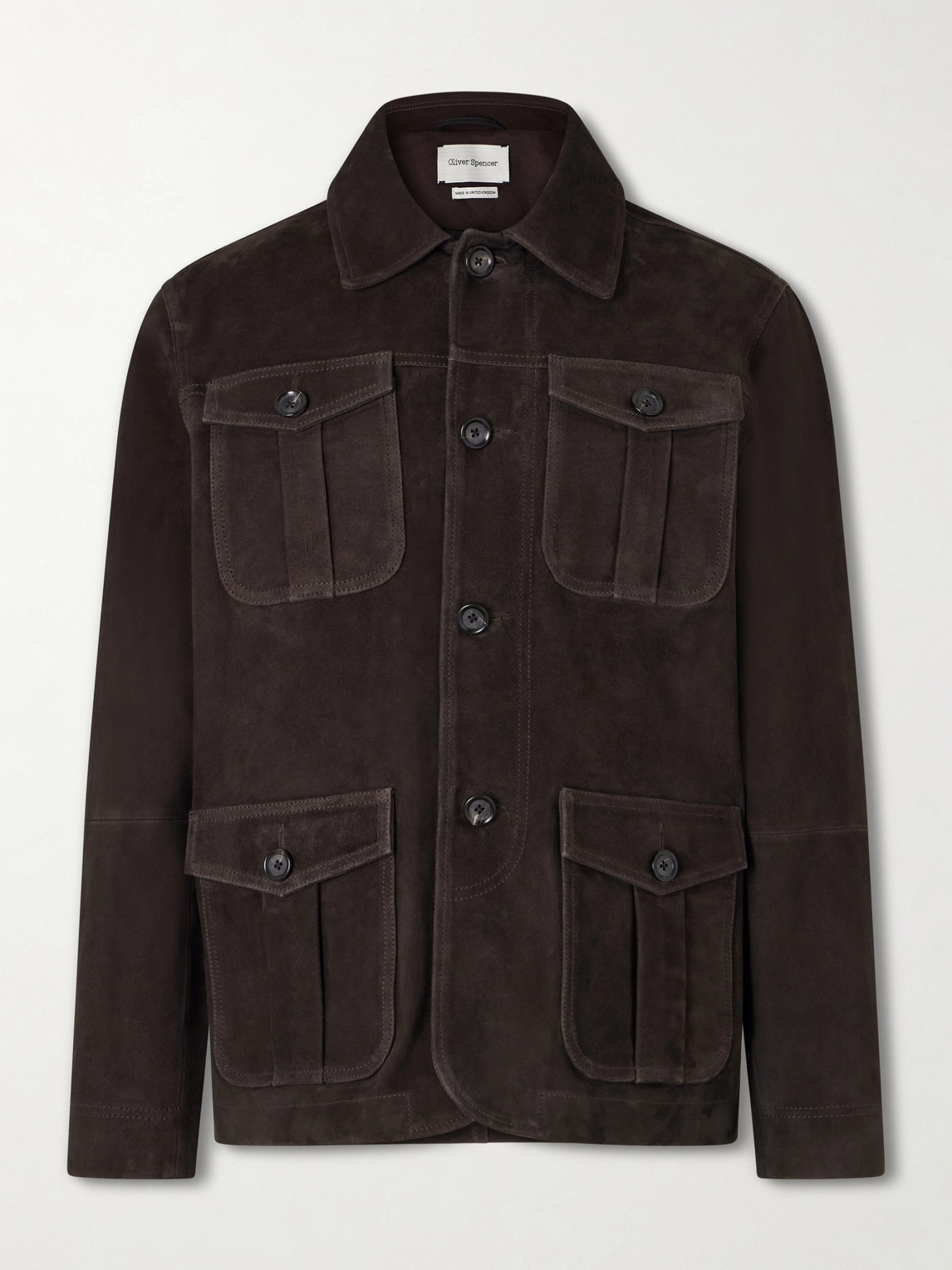 Oliver Spencer Shawcross Suede Jacket In Brown