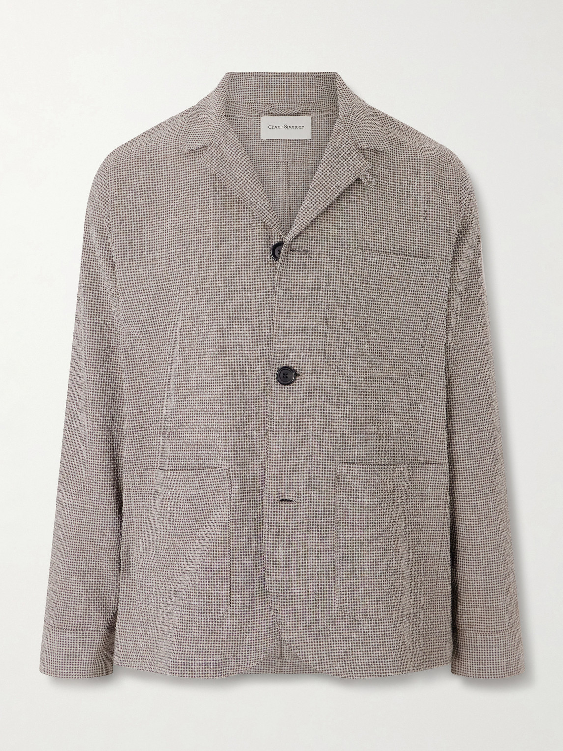 Oliver Spencer Bradwell Gingham Woven Jacket In Brown
