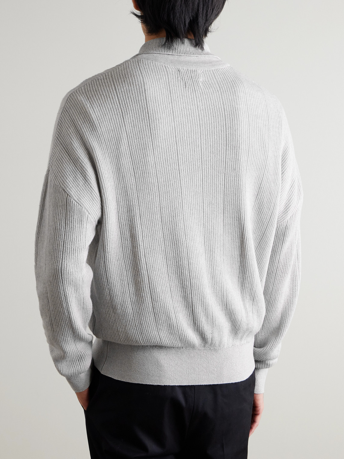  Oliver Spencer - Brice Ribbed Organic Cotton And Merino Wool-blend Half-zip Sweater - Men - Gray - S 