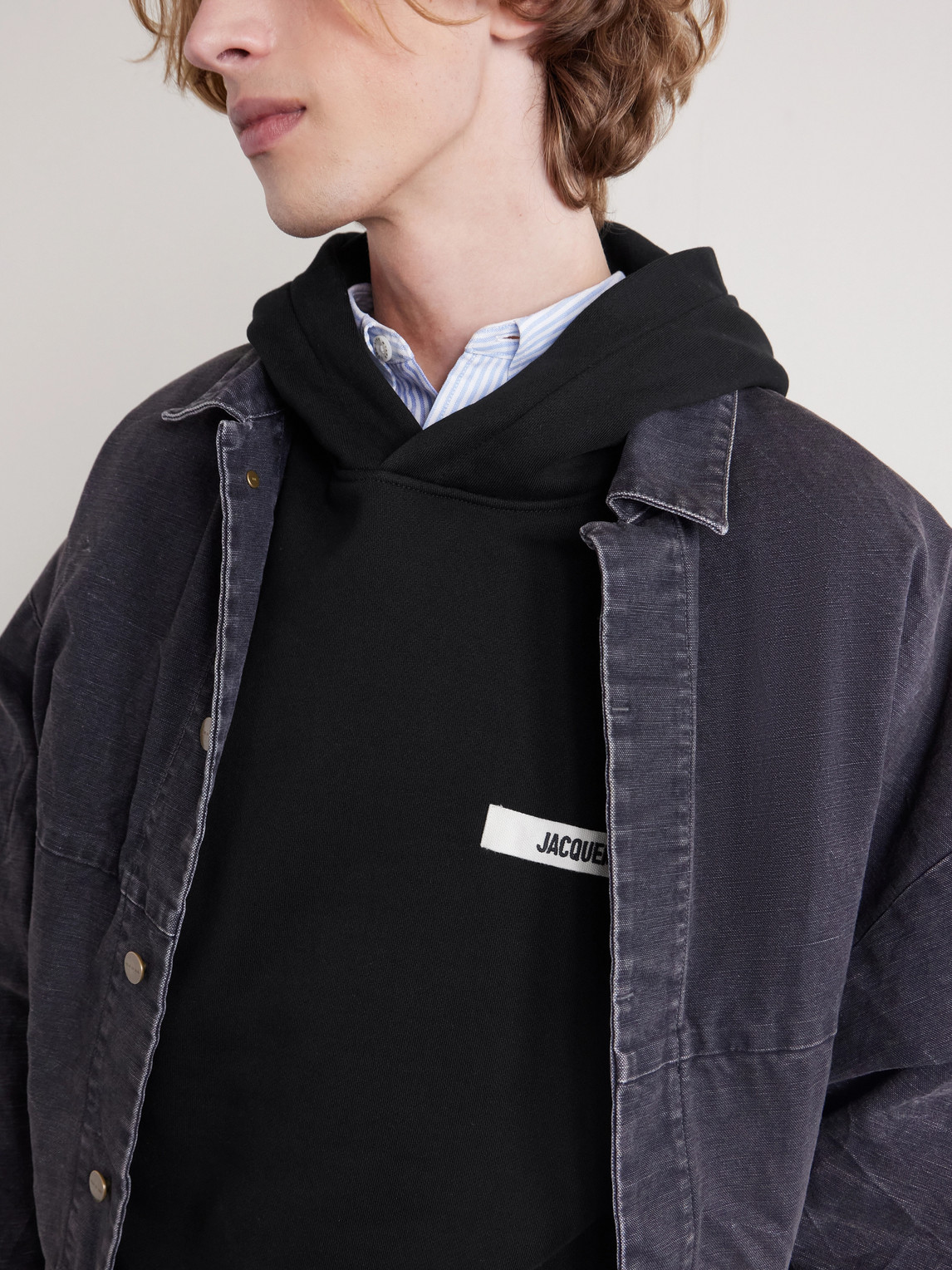 Jacquemus Cotton Fabric Hoodie With Long Sleeves In Black