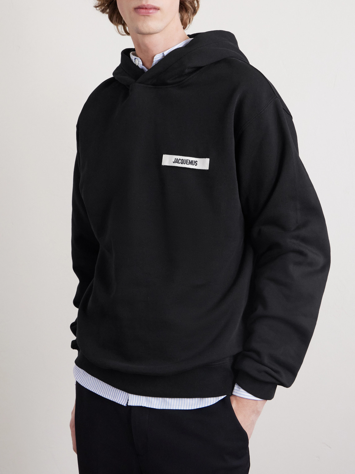 Jacquemus Cotton Fabric Hoodie With Long Sleeves In Black