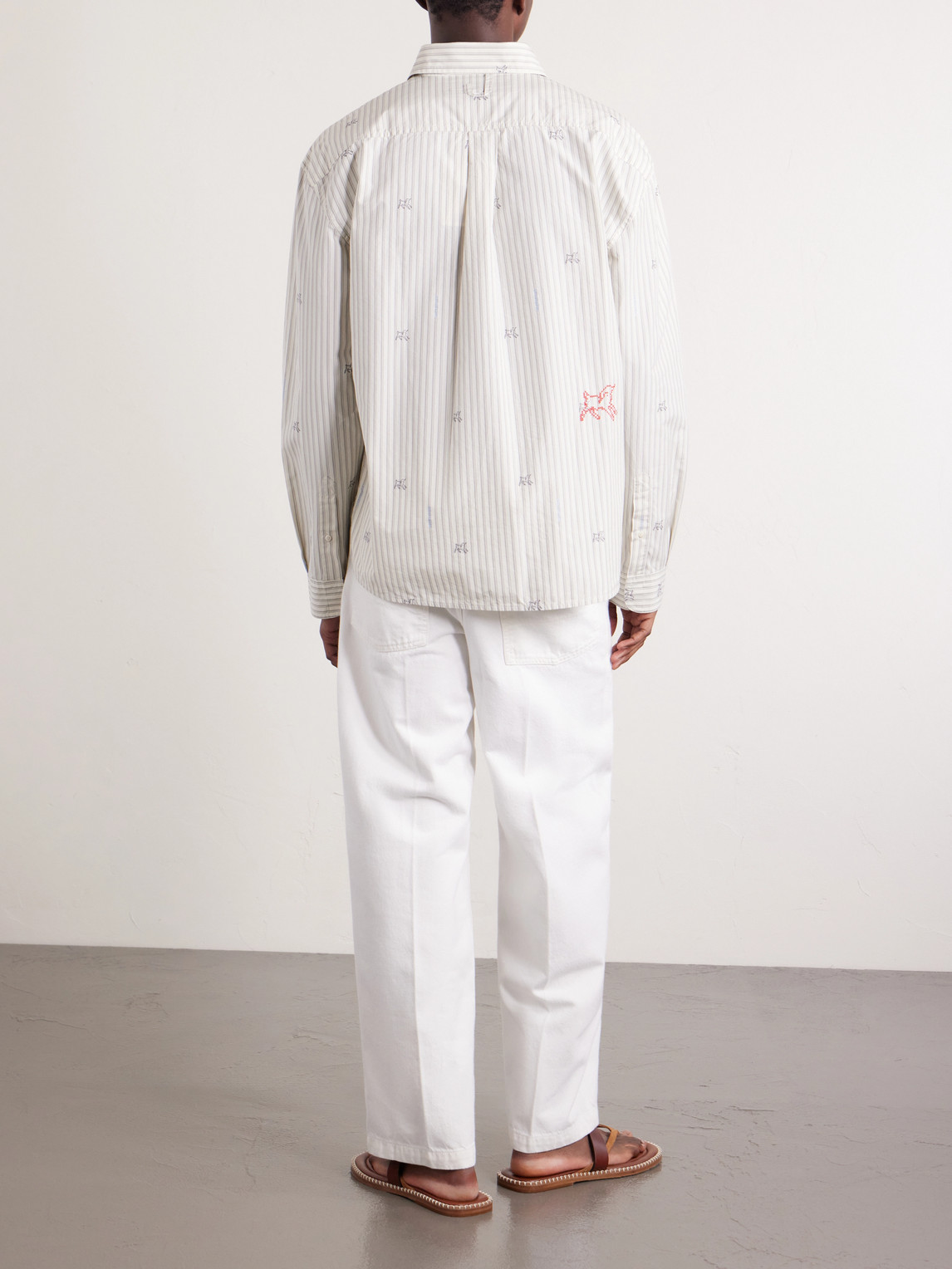  Jacquemus - Embroidered Striped Cotton Shirt - Men - Neutrals - It 54 