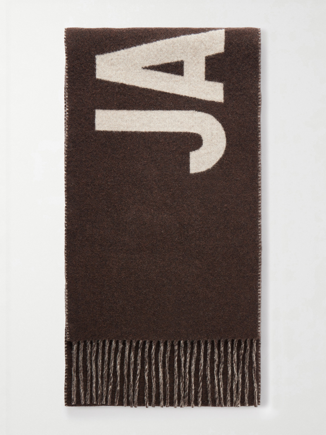 Jacquemus Logo-Print Fringed Wool Scarf - Men