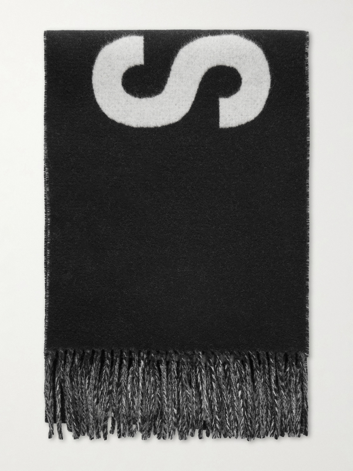 Jacquemus Logo-Intarsia Fringed Wool Scarf - Men