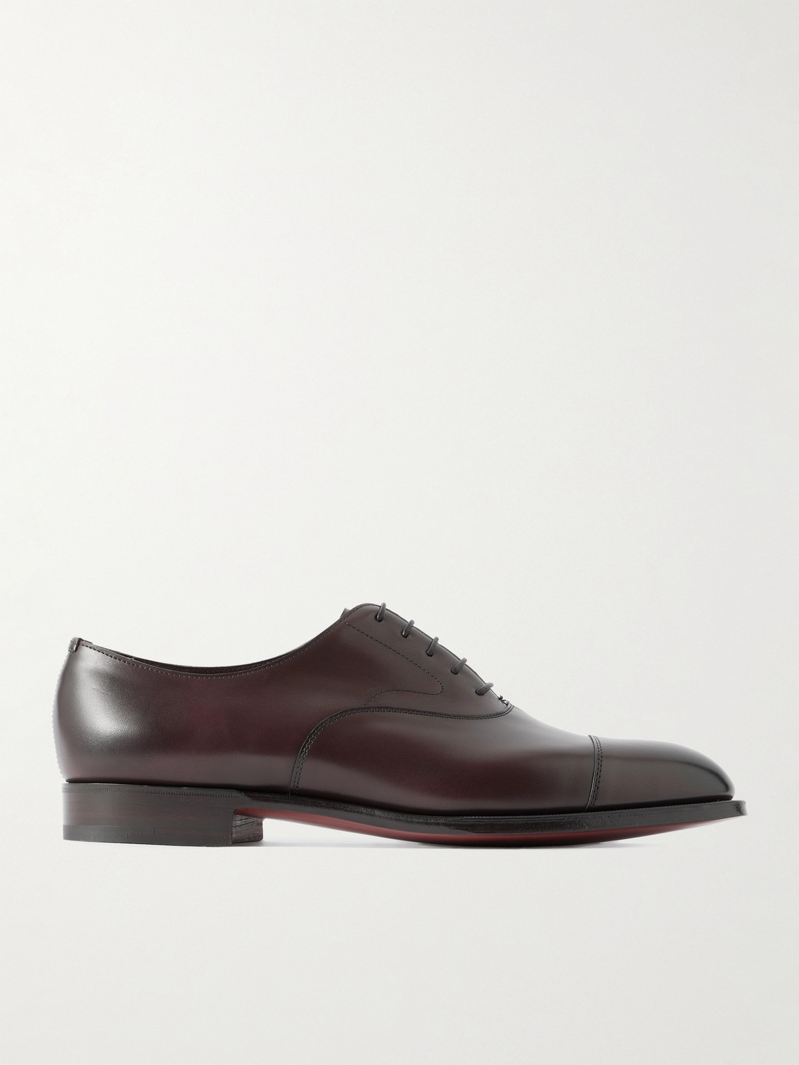 Edward Green Chelsea Cap-toe Burnished-leather Oxford Shoes In Brown