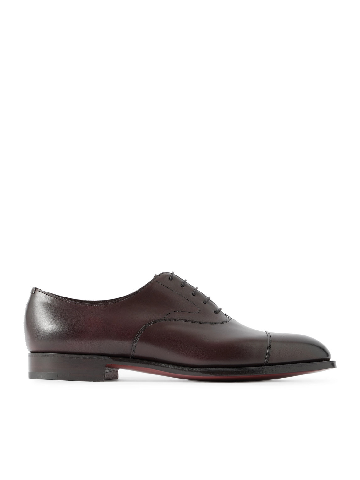 Edward Green Chelsea Cap-toe Burnished-leather Oxford Shoes In Brown