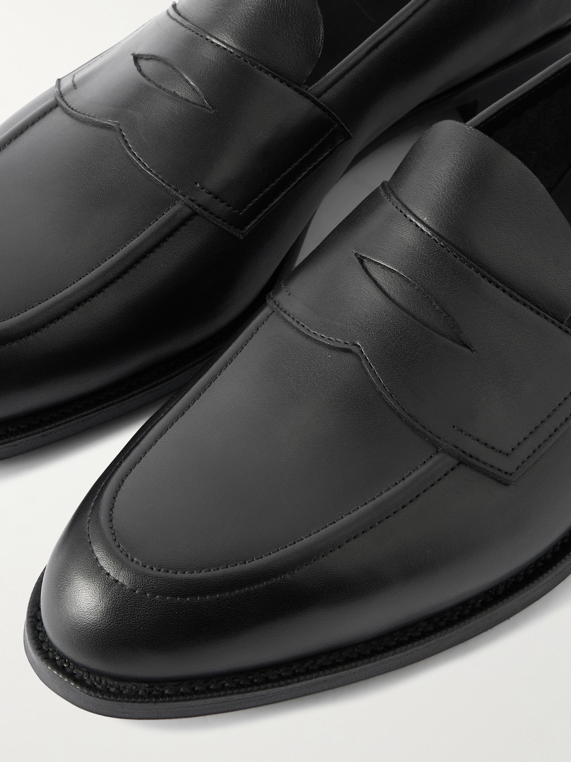 Edward Green Piccadilly Leather Penny Loafers In Black