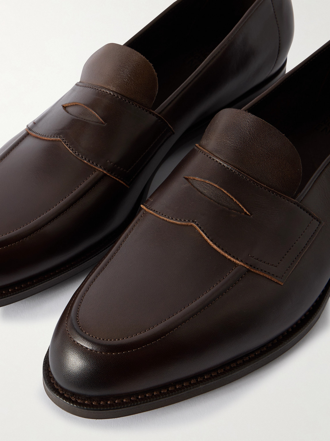 Edward Green Piccadilly Leather Penny Loafers In Brown