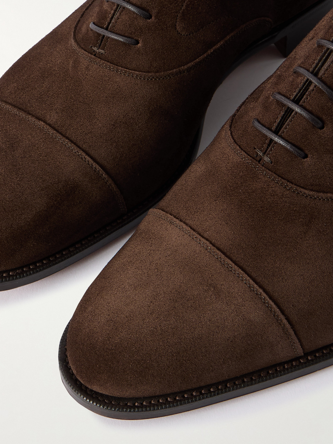 Edward Green Chelsea Cap-toe Suede Oxford Shoes In Brown