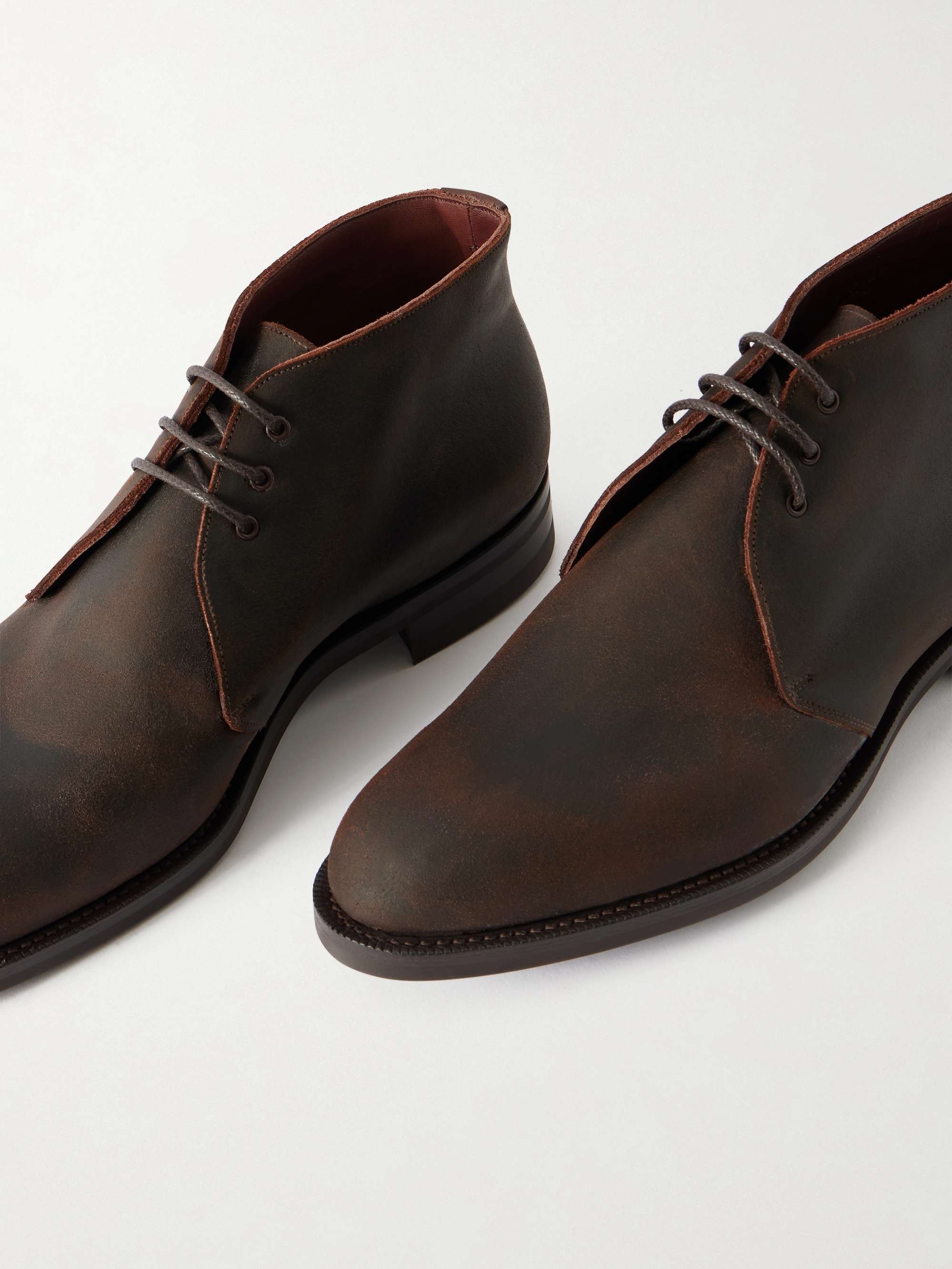 EDWARD GREEN Lanark Waxed-Suede Desert Boots for Men | MR PORTER