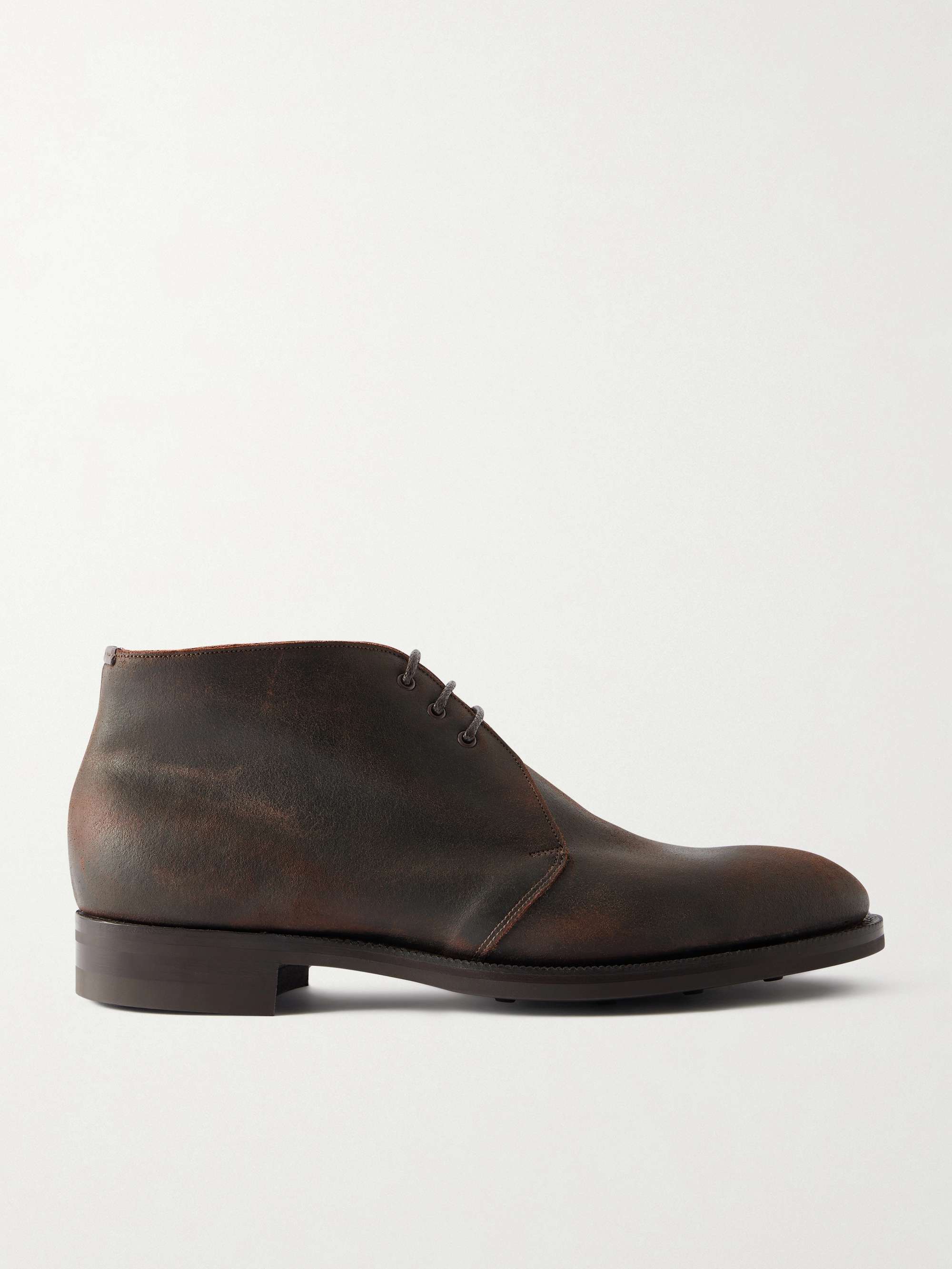 EDWARD GREEN Lanark Waxed-Suede Desert Boots