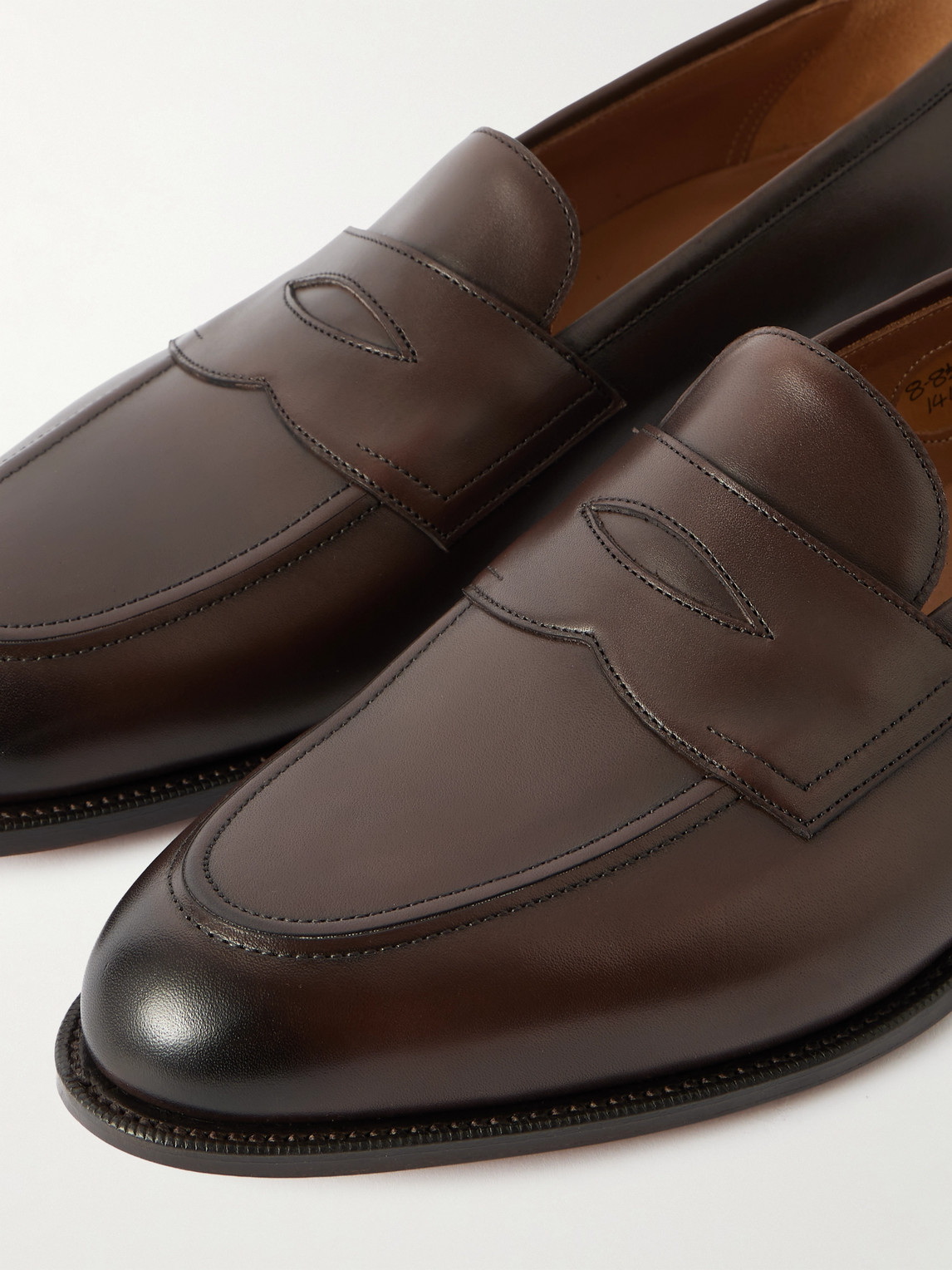 Edward Green Piccadilly Leather Penny Loafers In Brown