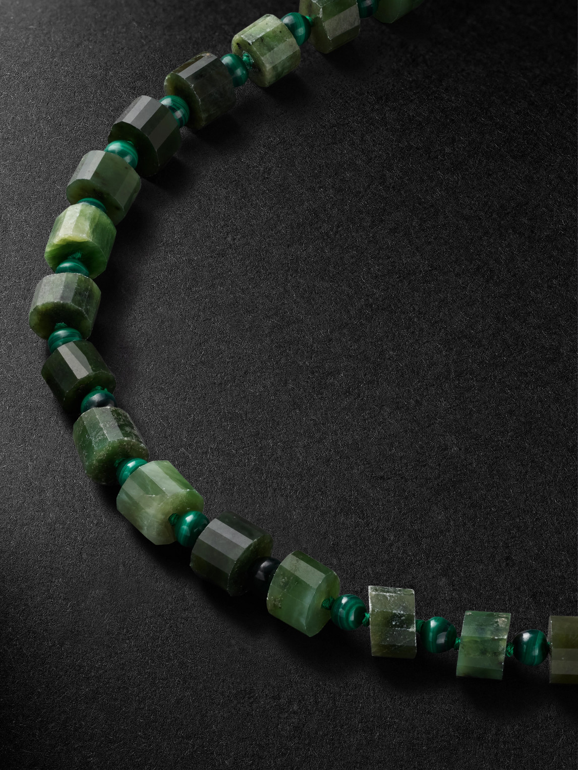 Jia Jia Oracle 14-karat Gold, Malachite And Jade Beaded Necklace In Gold
