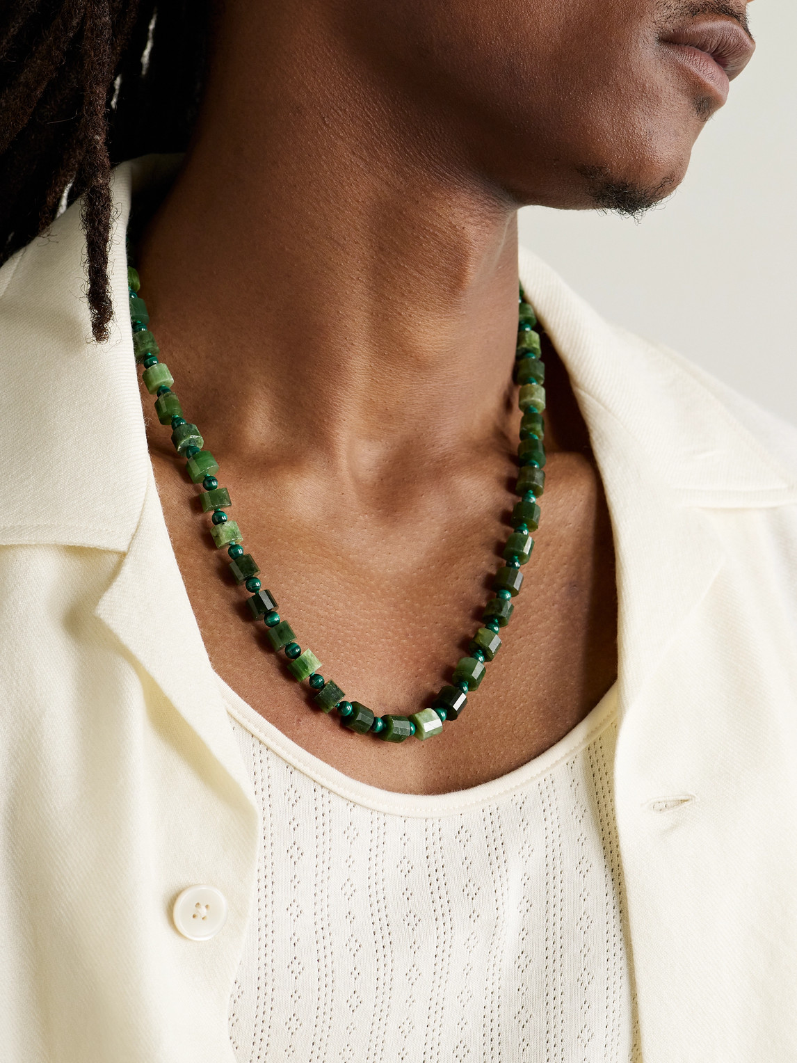 Jia Jia Oracle 14-karat Gold, Malachite And Jade Beaded Necklace In Gold