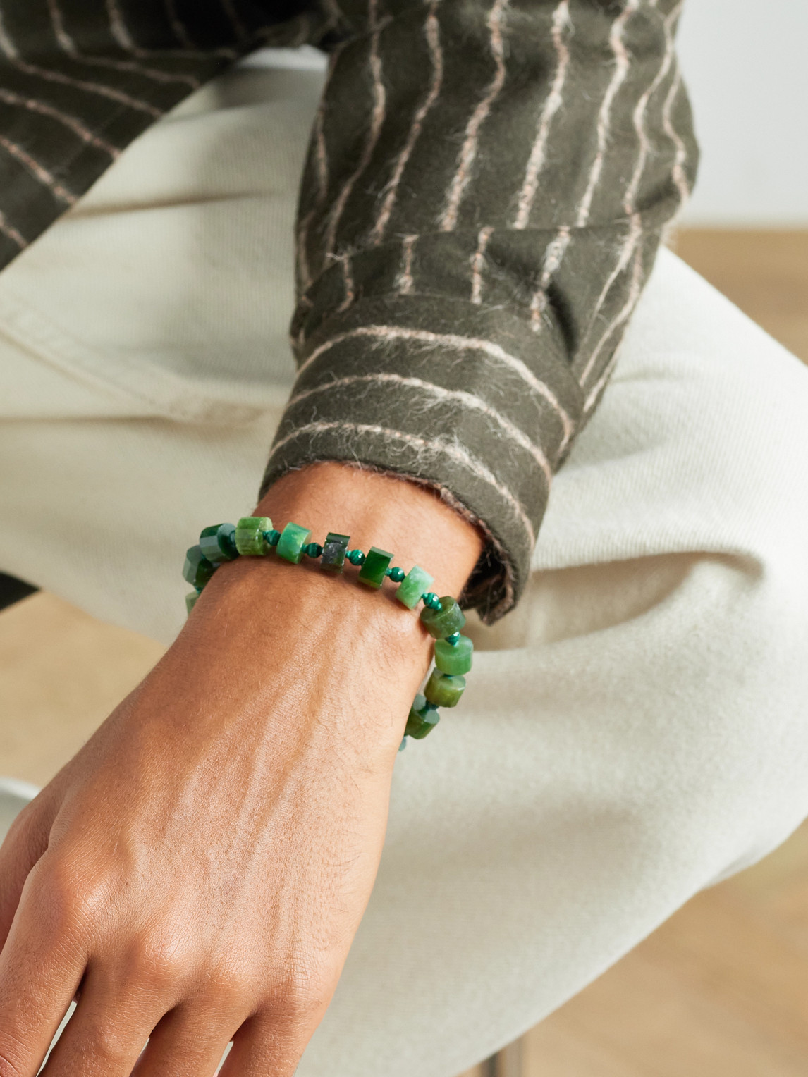 Jia Jia Gold, Malachite And Jade Bracelet In Gold