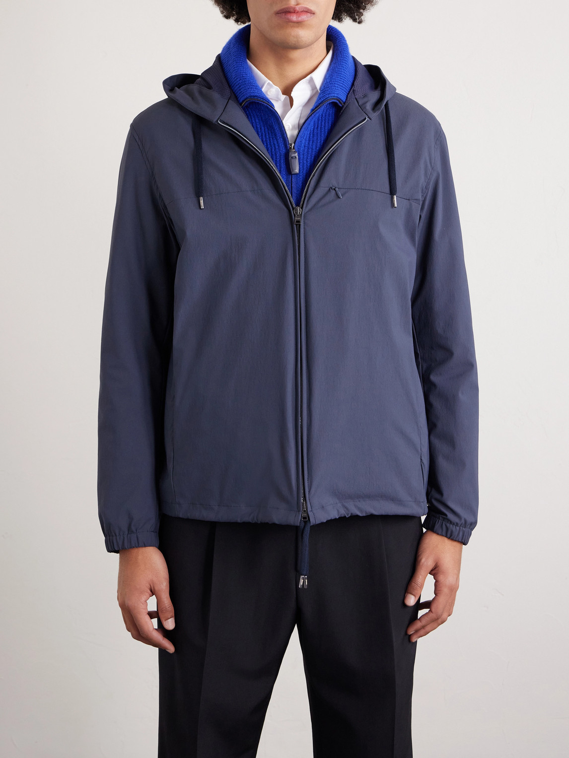 Herno Hooded Packable Bomber Jacket In Blue