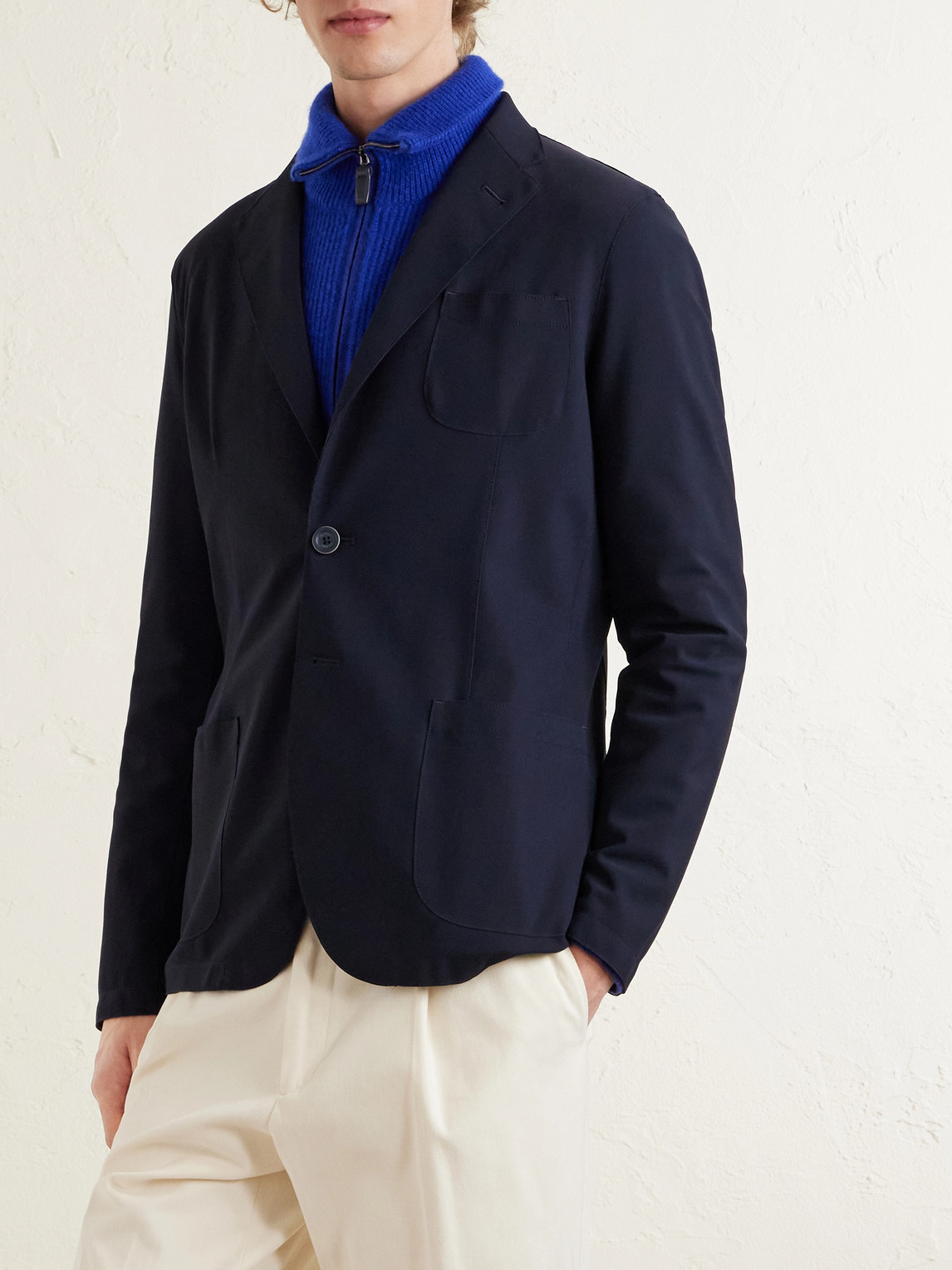 Herno Lightweight Regular Fit Stretch Scuba Knit Sport Coat In Blue