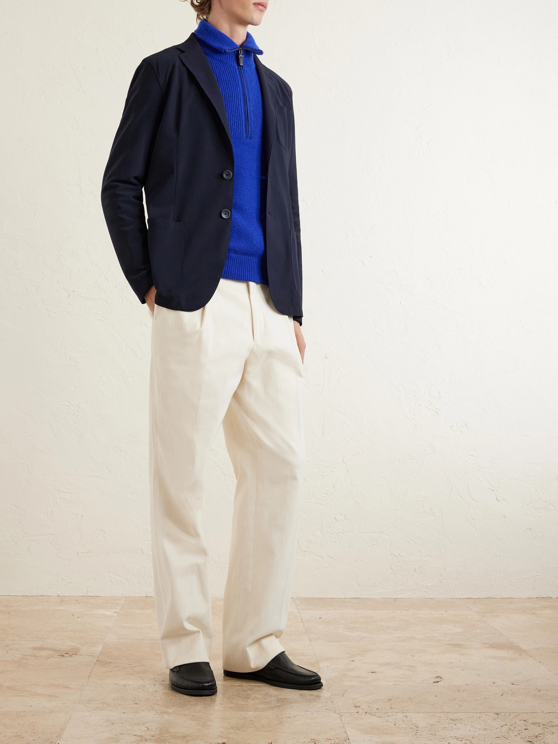 Herno Lightweight Regular Fit Stretch Scuba Knit Sport Coat In Blue