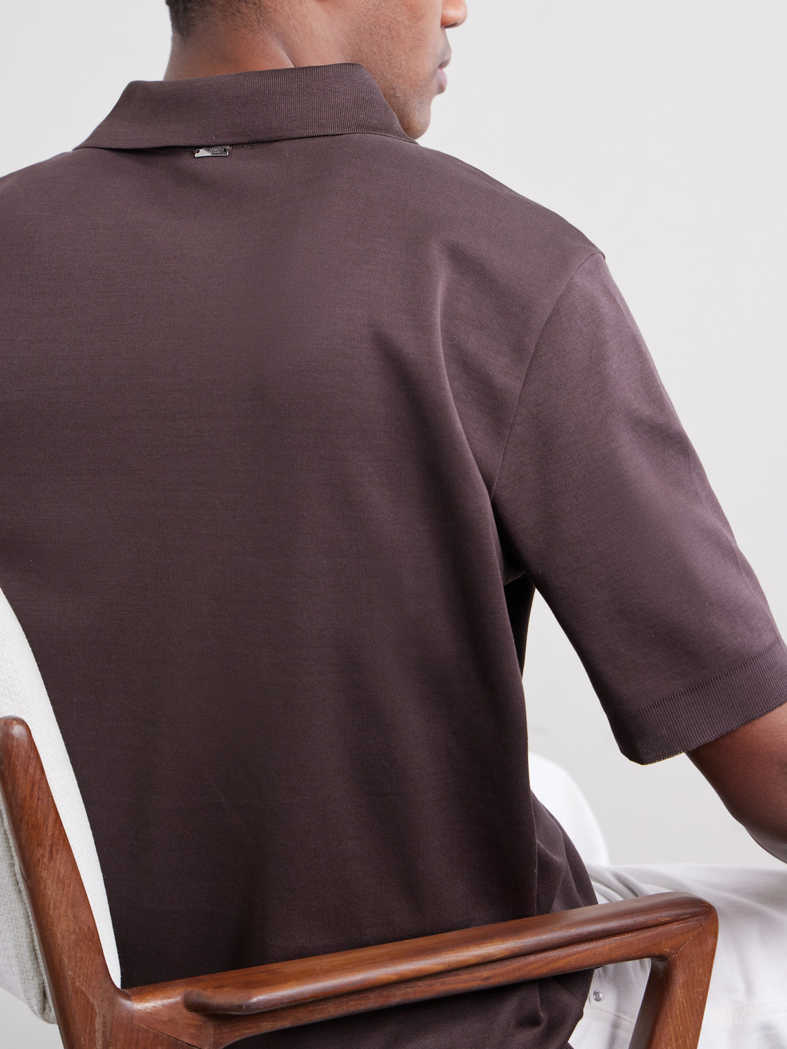 Open-Collar Cotton Polo Shirt