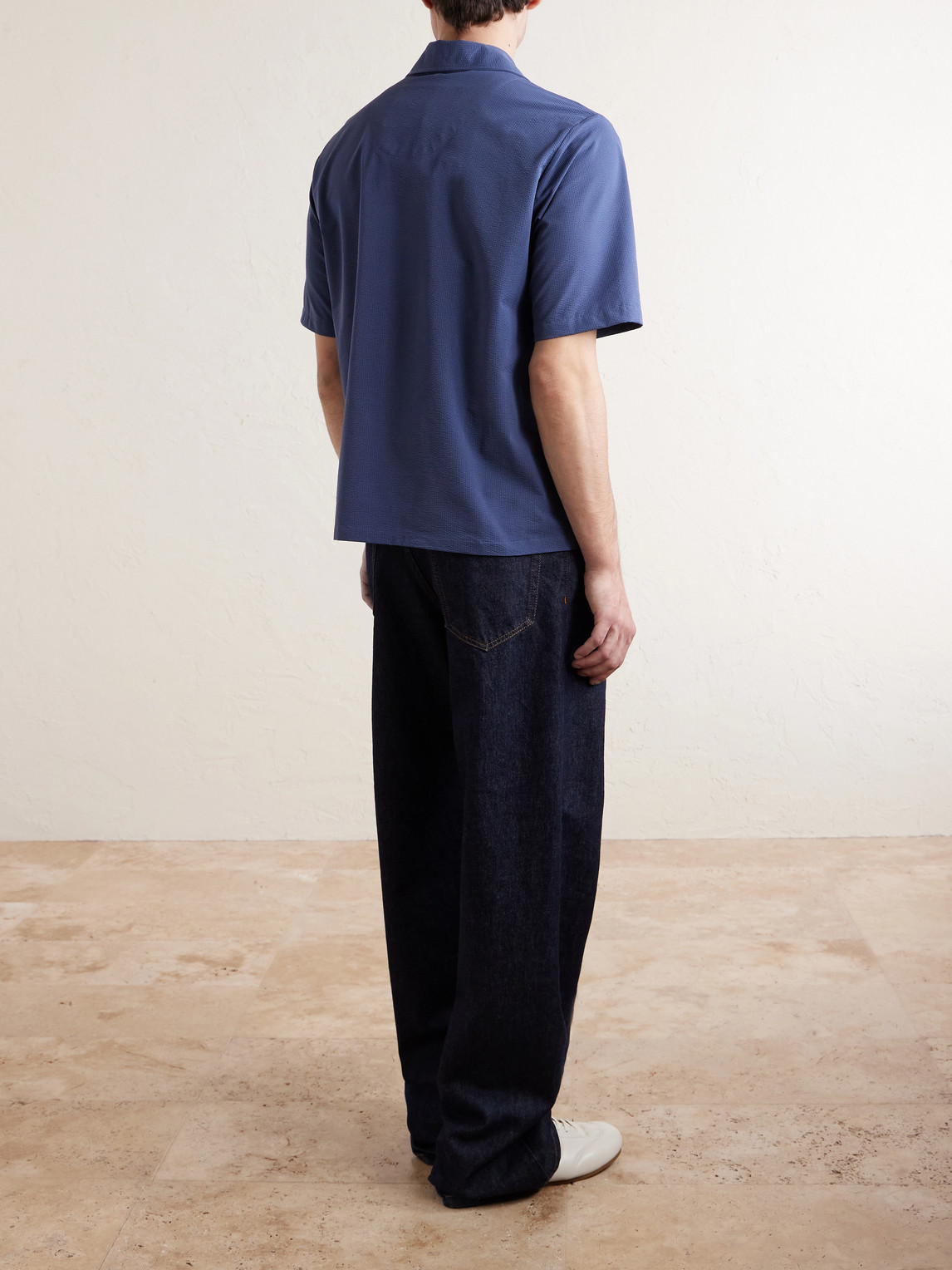  Herno - Seercrease Jersey Bowling Shirt - Men - Blue - It 46 
