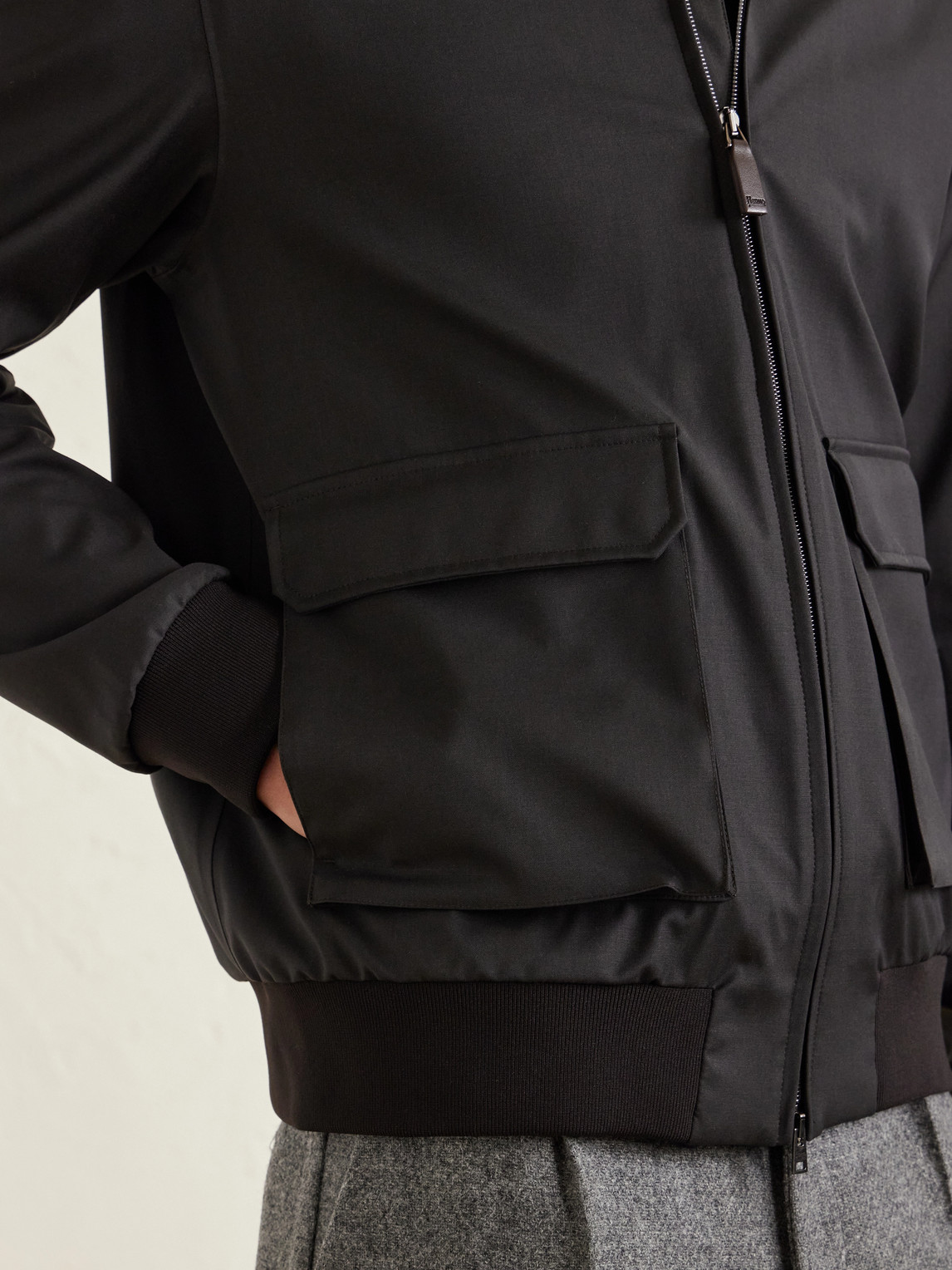 Herno Storm System® Wool Bomber Jacket In Black