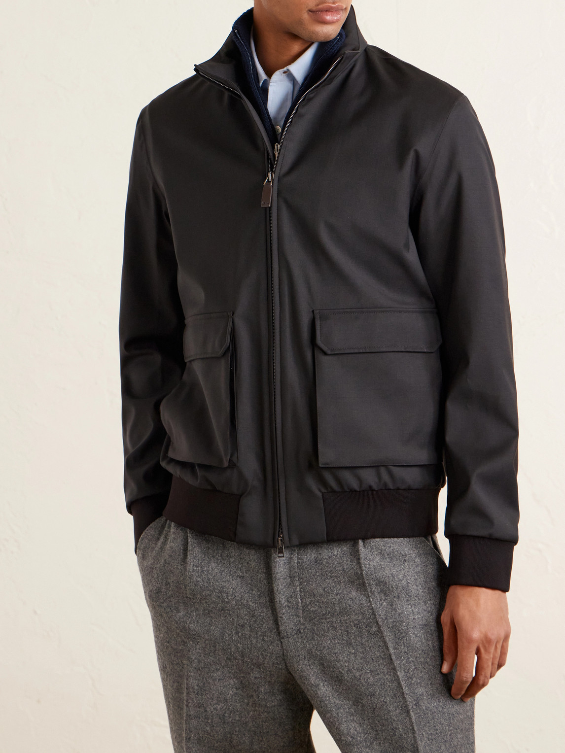 Herno Storm System® Wool Bomber Jacket In Black