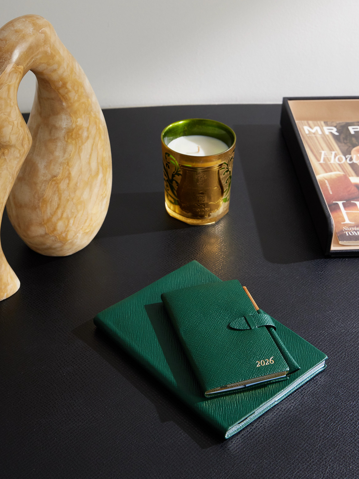 Panama Cross-Grain Leather 2026 Weekly Diary with Pencil — 2