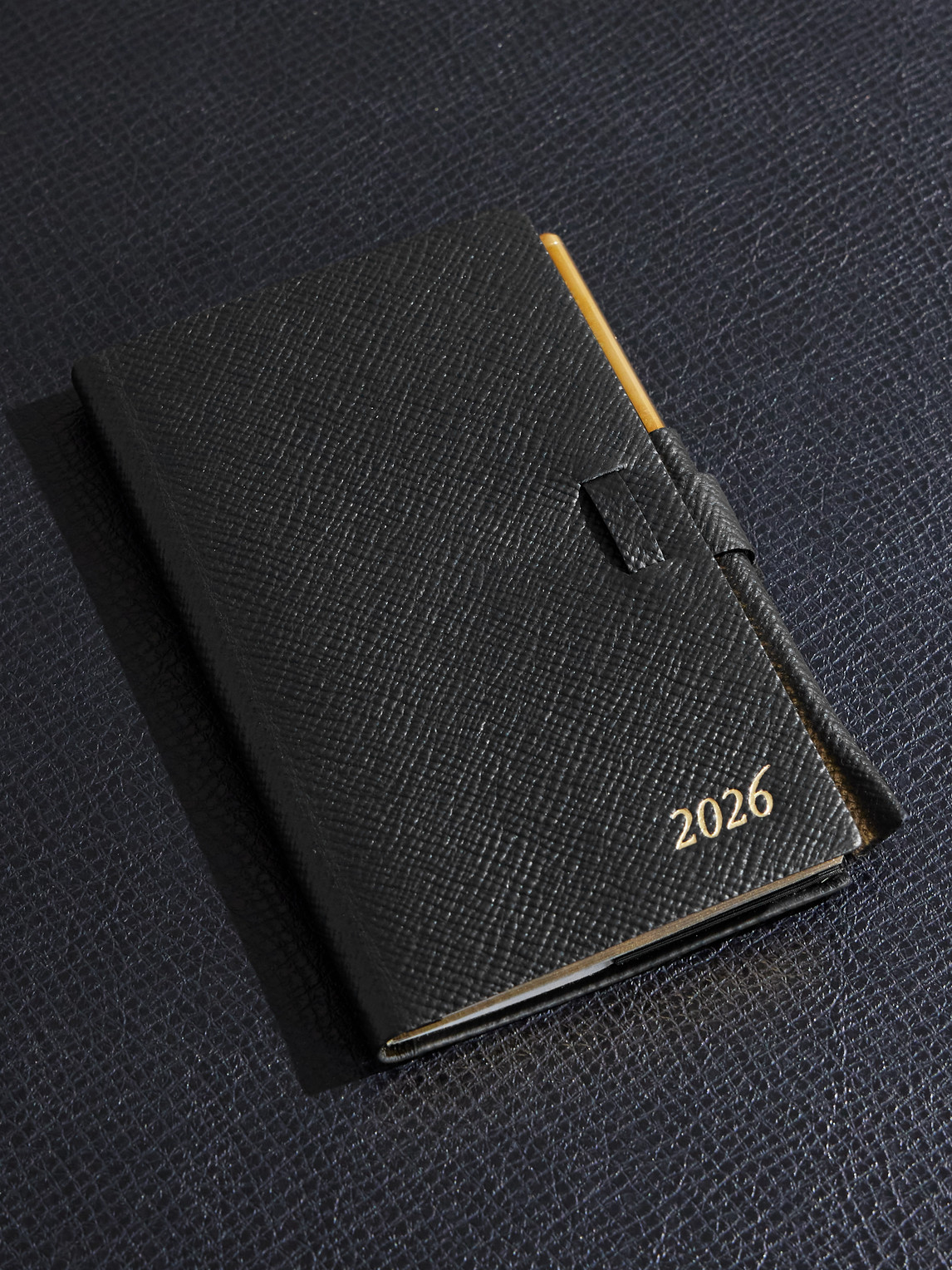 Panama Cross-Grain Leather 2026 Weekly Diary with Pencil