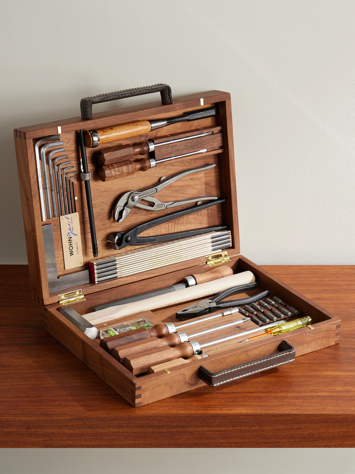 WohnGeist – Swiss Leather-Trimmed Wooden Toolkit