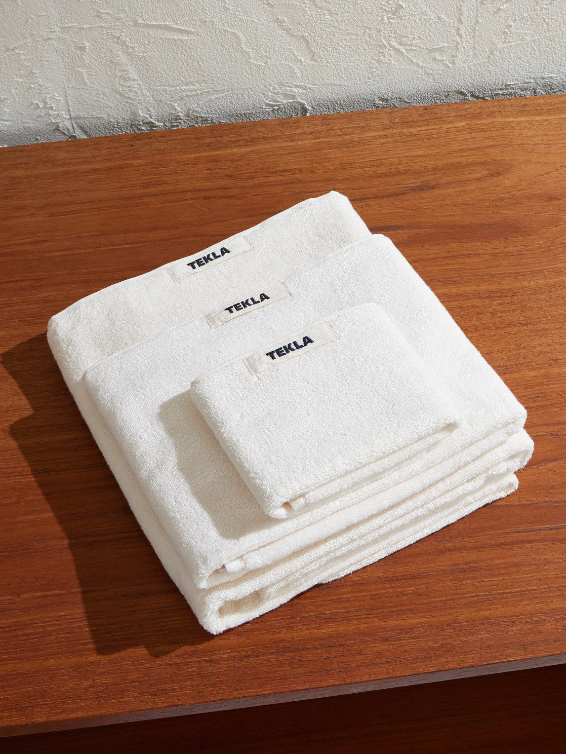 Tekla Set-of-three Logo-appliquéd Organic Cotton-terry Towels In White