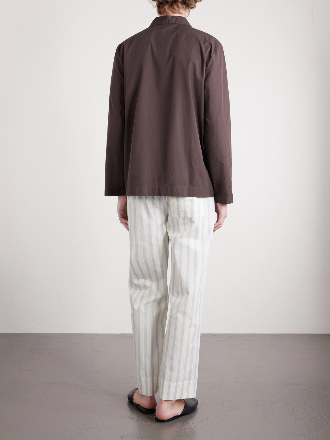 Straight-Leg Striped Organic Cotton-Poplin Pyjama Trousers
