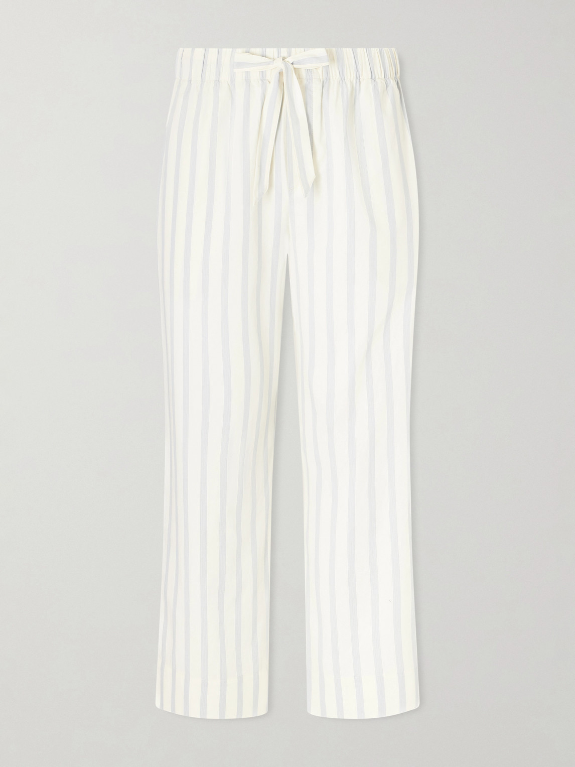 Tekla Straight-leg Striped Organic Cotton-poplin Pyjama Trousers In Neutral