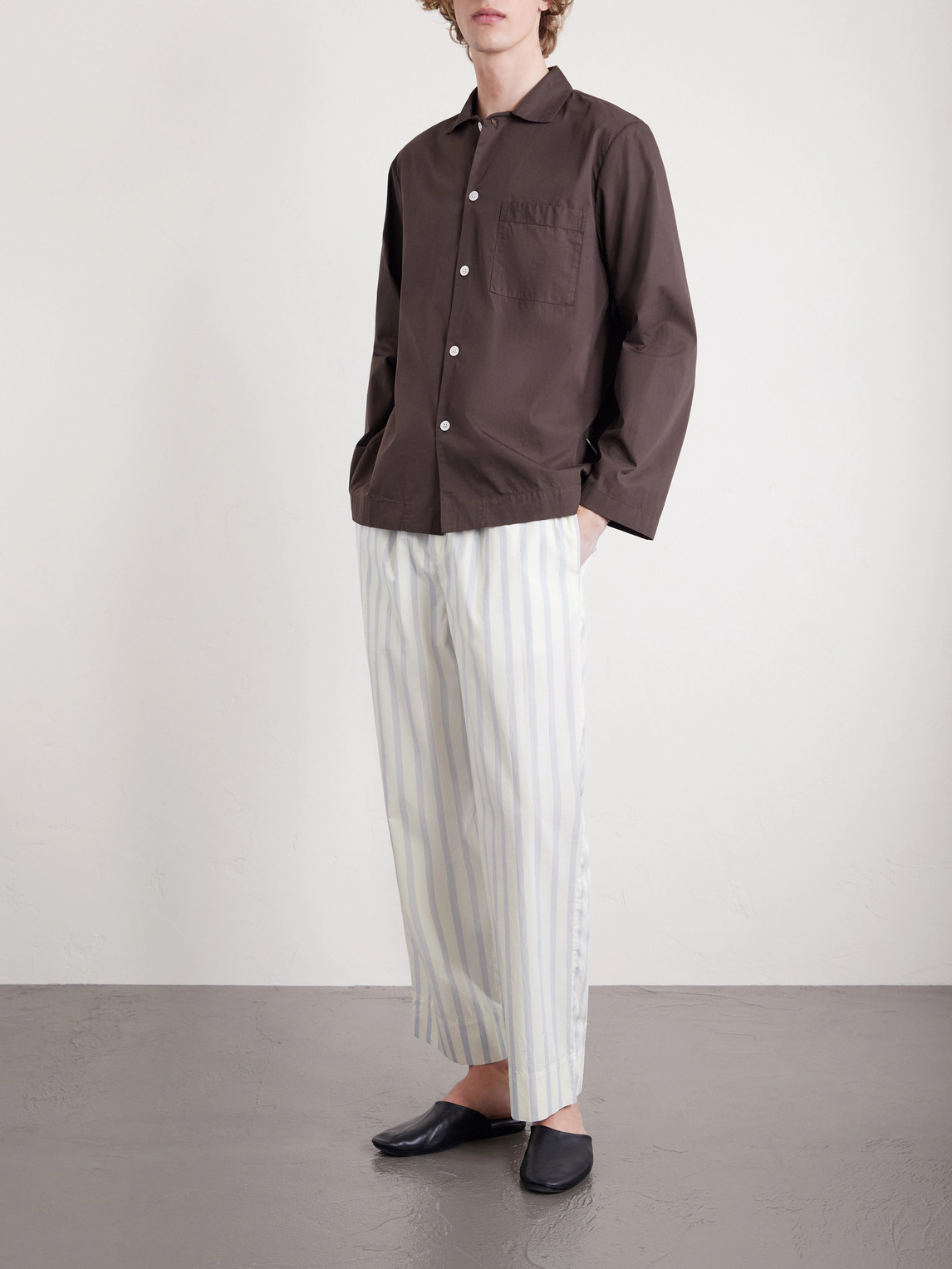 Straight-Leg Striped Organic Cotton-Poplin Pyjama Trousers