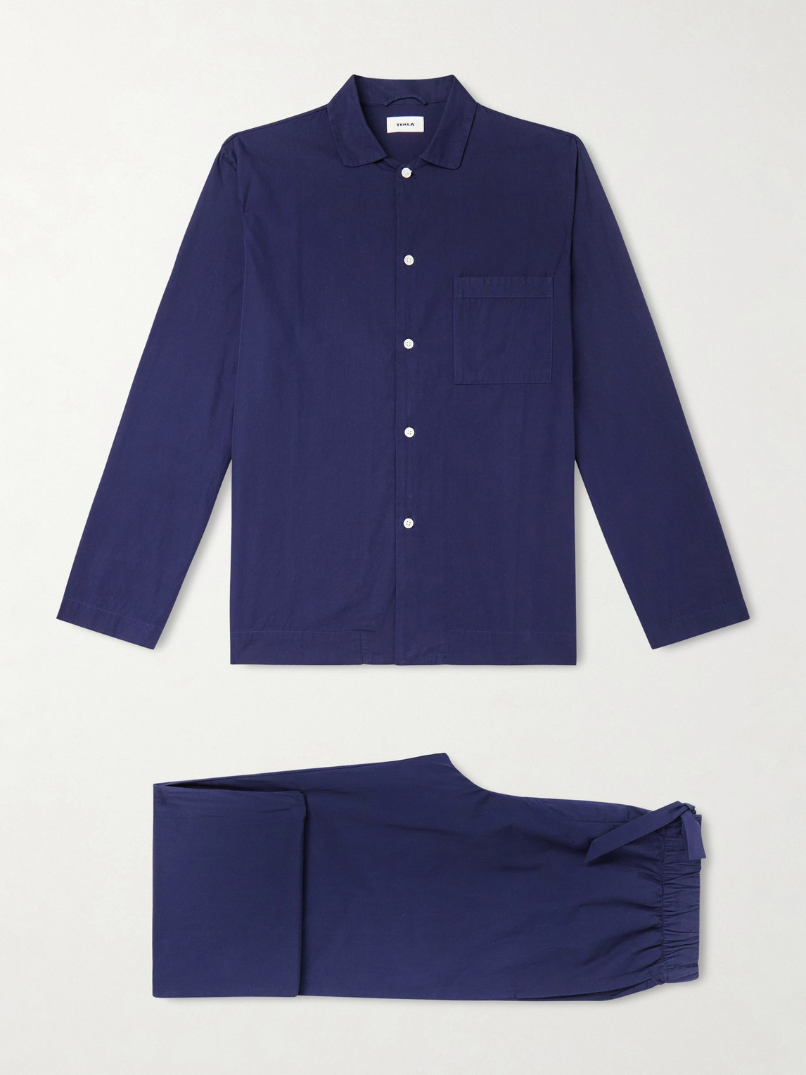 Tekla Organic Cotton-poplin Pyjamas In Blue