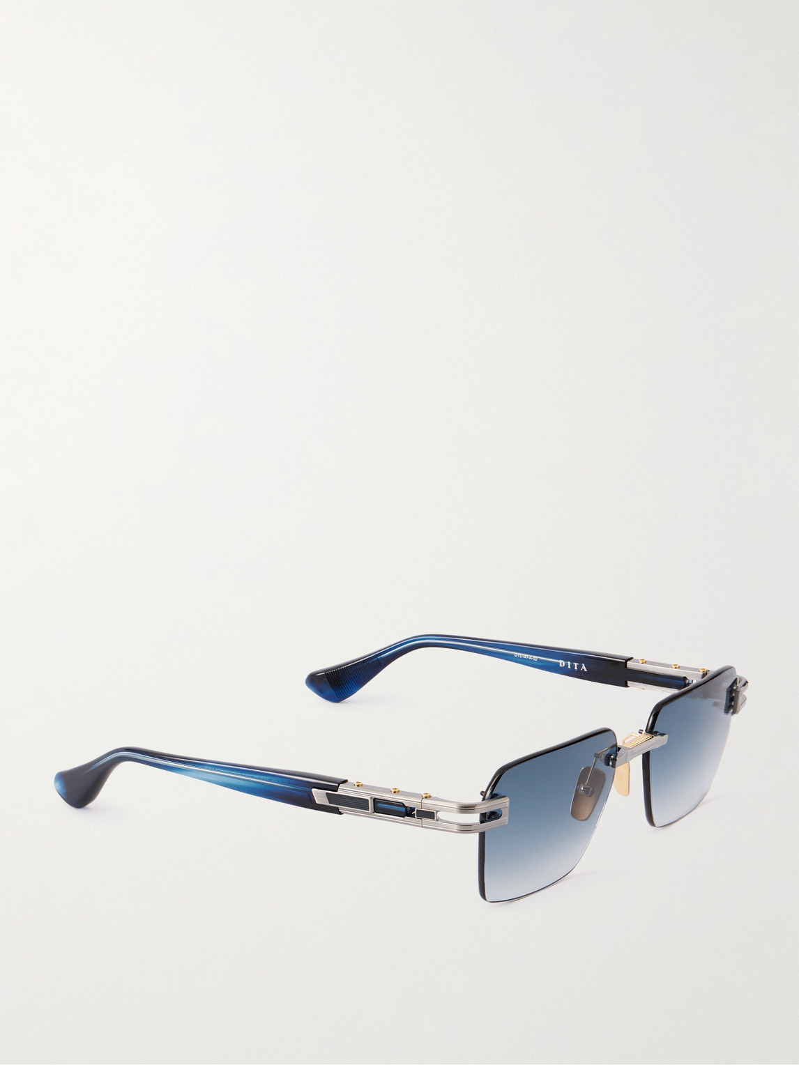 Dita Meta-evo One Square-frame Silver-tone And Acetate Sunglasses In Blue