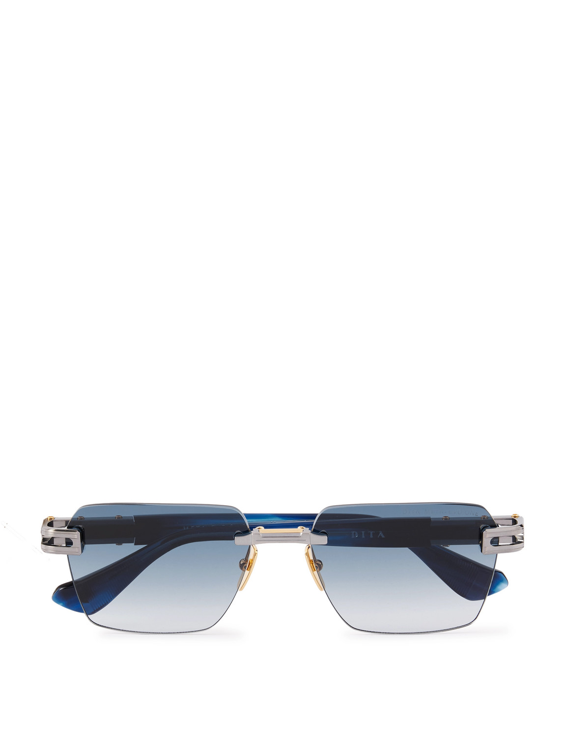 Dita Meta-evo One Square-frame Silver-tone And Acetate Sunglasses In Blue