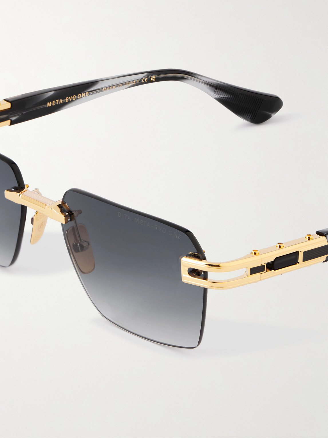 Dita Meta-evo One Square-frame Gold-tone And Acetate Sunglasses In Black