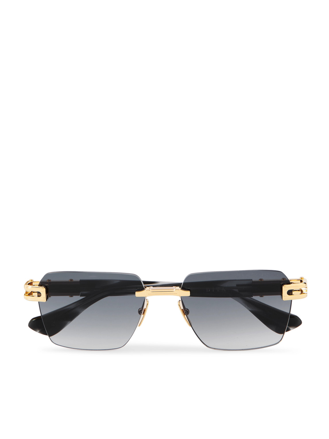 Dita Meta-evo One Square-frame Gold-tone And Acetate Sunglasses In Black