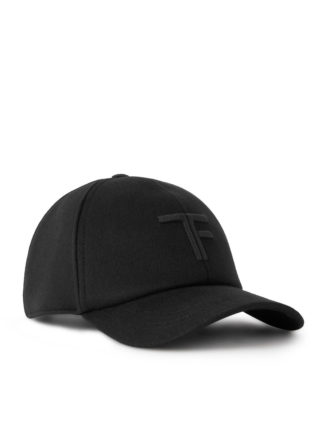 Tom Ford Leather-trimmed Logo-embroidered Cashmere Baseball Cap In Black