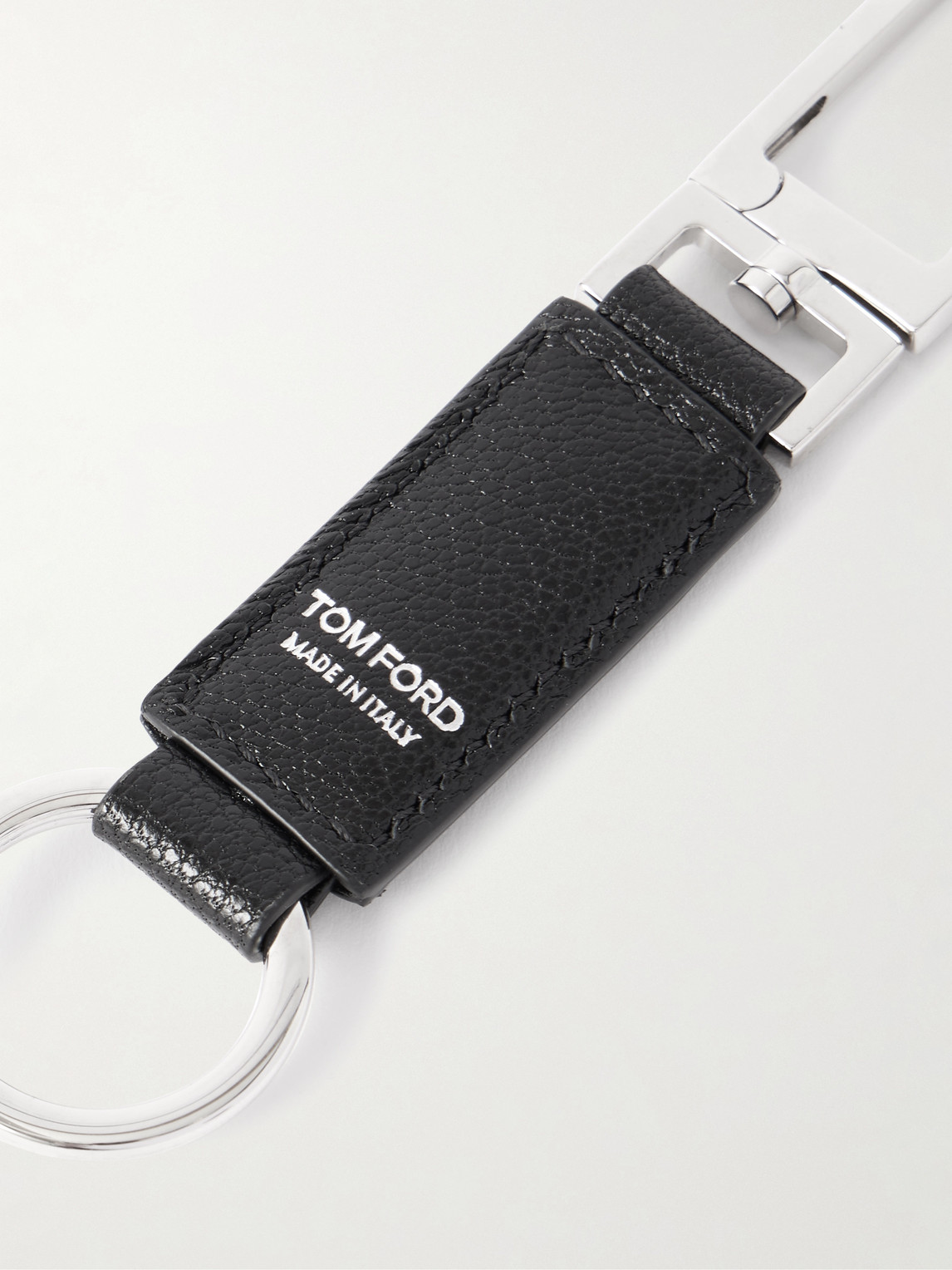  Tom Ford - Silver-tone Leather Keychain - Men - Black 